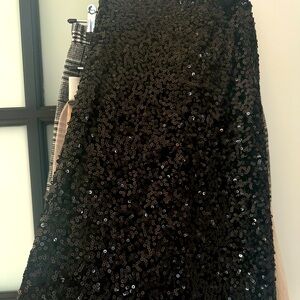 Black sequin midi skirt
